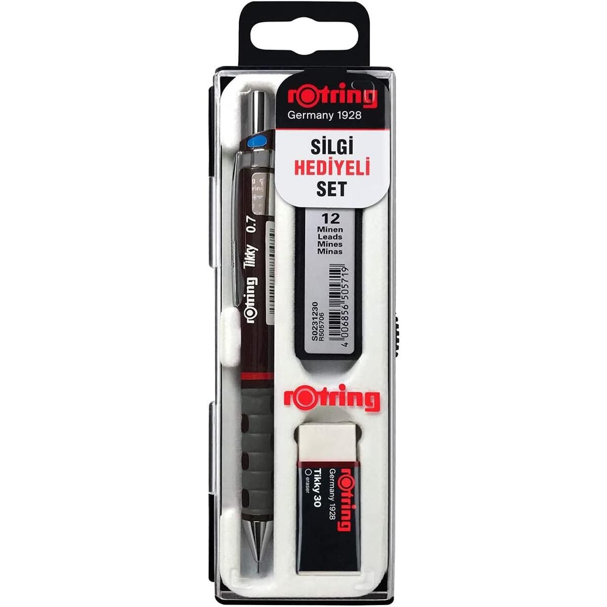 Rotring Tikky Min Silgi 3 Lü Okul Seti- 0.7 Bordo