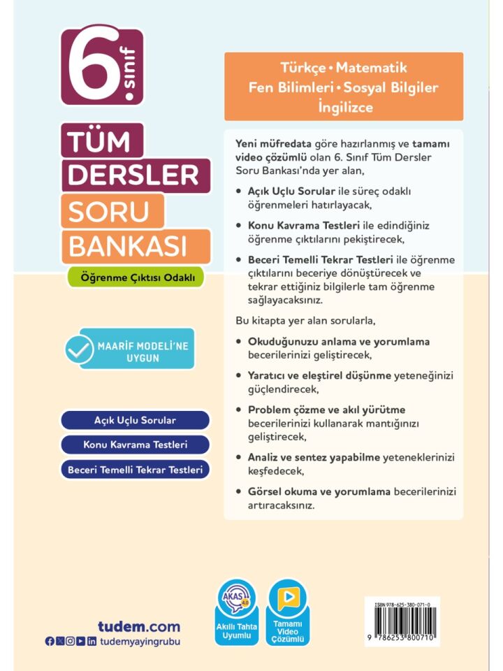 Tudem 6 Tüm Dersler Soru Bankası