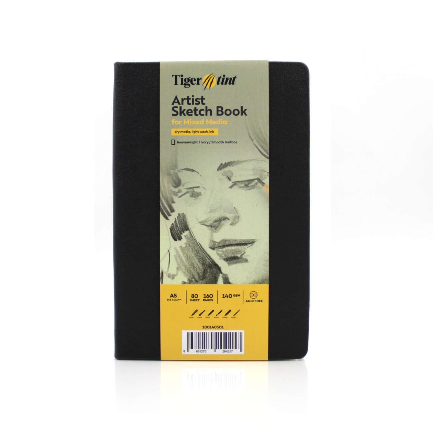 Güven Art Tigertint Eskiz Defteri Sert Kapak 140 Gr A5 80 Yaprak Siyah