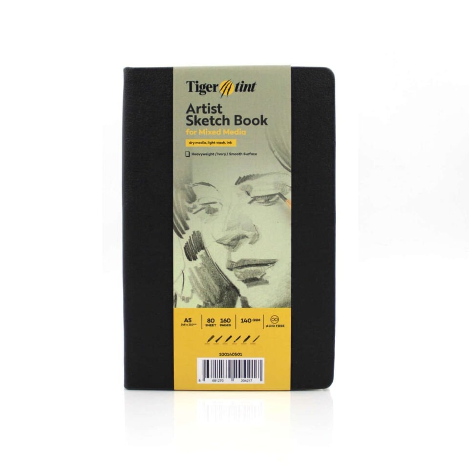 Güven Art Tigertint Eskiz Defteri Sert Kapak 140 Gr A5 80 Yaprak Siyah