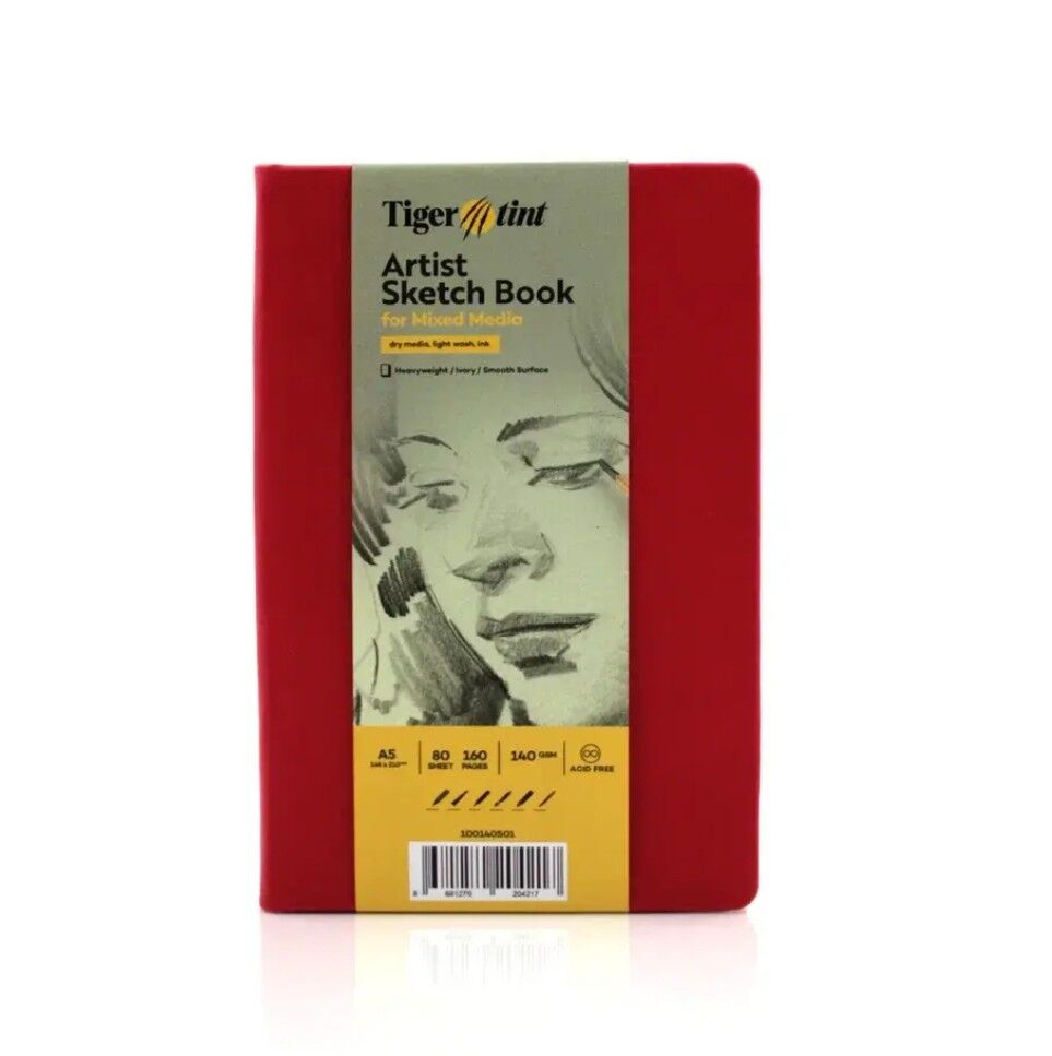 Güven Art Tigertint Eskiz Defteri Sert Kapak 140 Gr A5 80 Yaprak Kırmızı