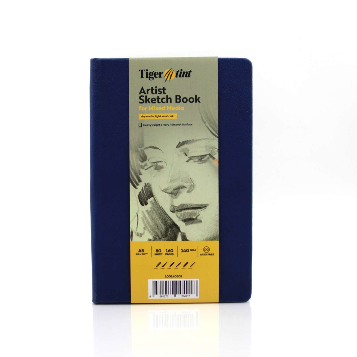 Güven Art Tigertint Eskiz Defteri Sert Kapak 140 Gr A5 80 Yaprak Mavi