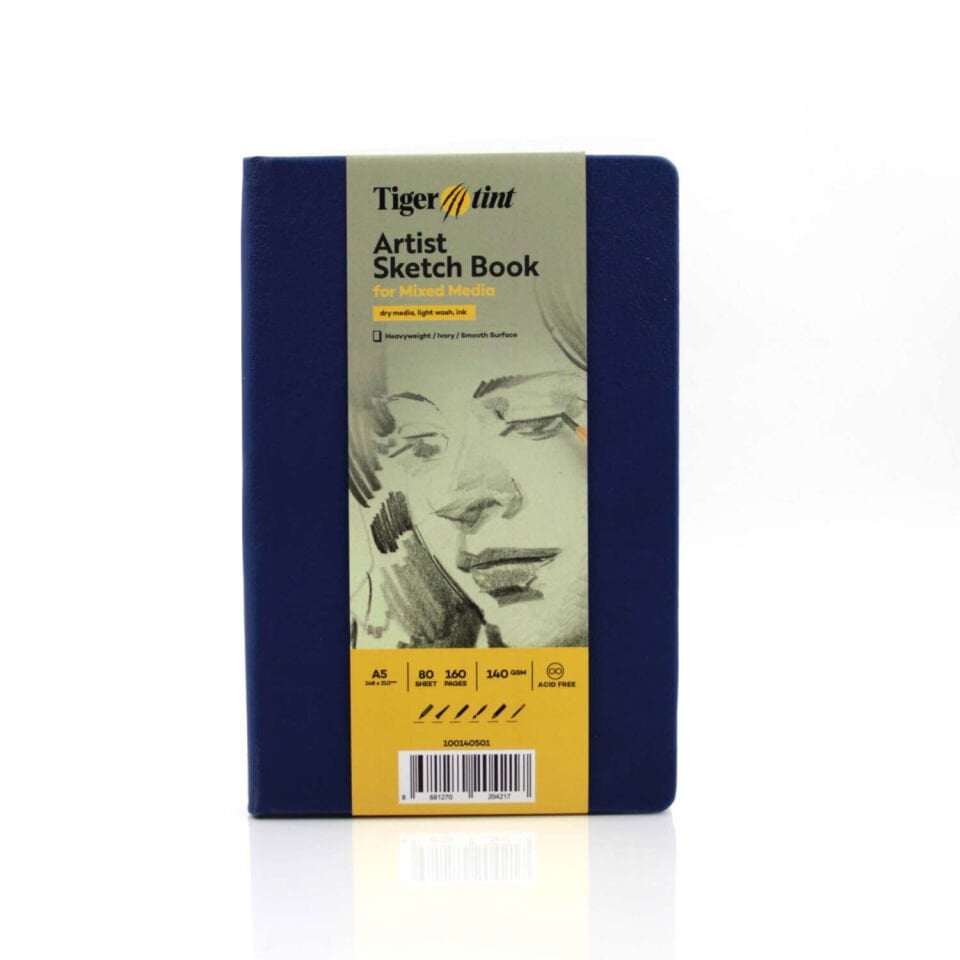 Güven Art Tigertint Eskiz Defteri Sert Kapak 140 Gr A5 80 Yaprak Mavi