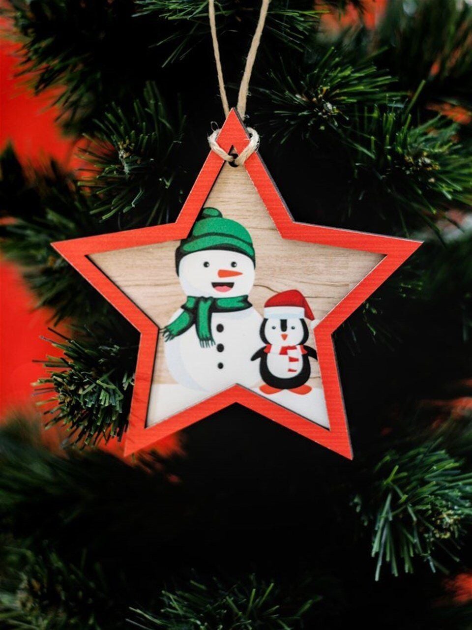 Astaş Ahşap Kardan Adamlı Yıldız 12x12x0 8 Cm