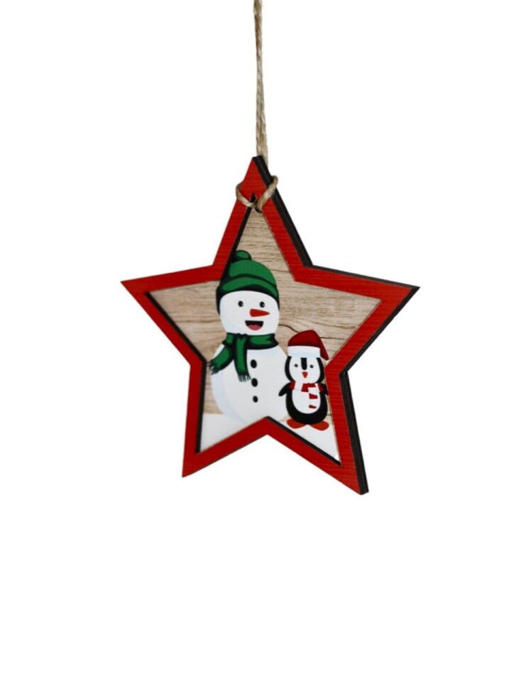 Astaş Ahşap Kardan Adamlı Yıldız 12x12x0 8 Cm