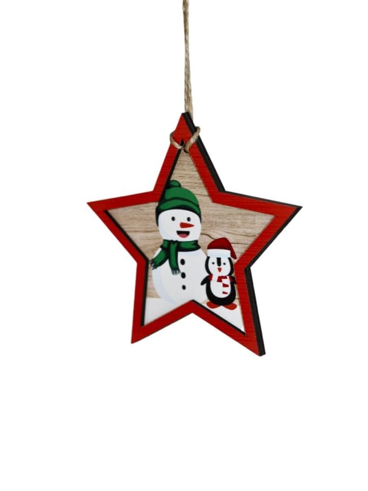 Astaş Ahşap Kardan Adamlı Yıldız 12x12x0 8 Cm