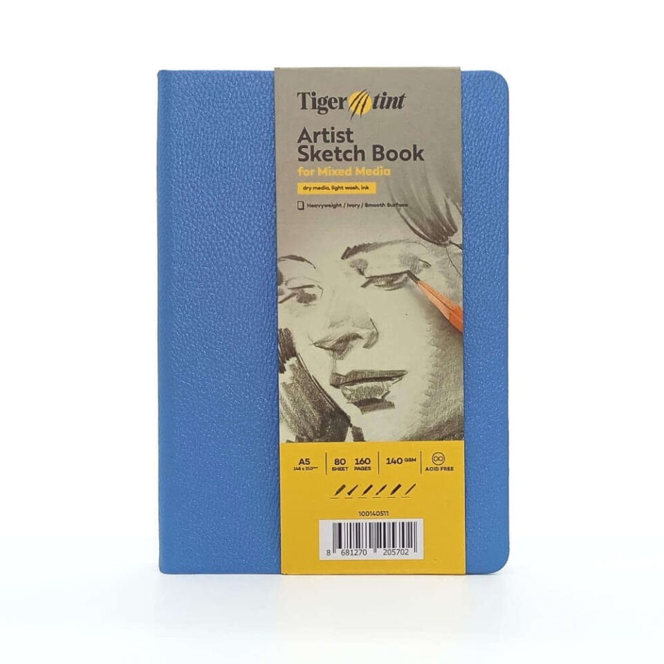 Güven Art Tigertint Eskiz Defteri Sert Kapak 140 Gr A5 80 Yaprak Gök Mavi 100140511