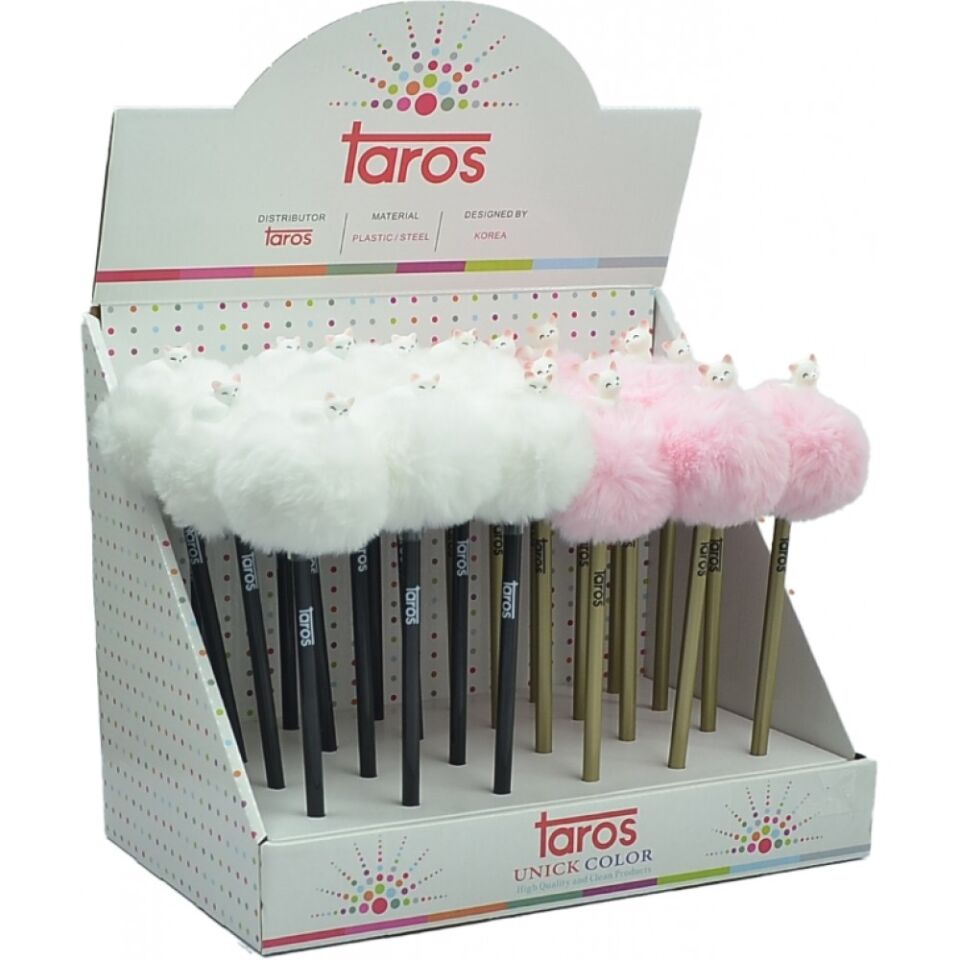 Taros Unick Color Kedi Tepeli Pon Pon Kurşun Kalem
