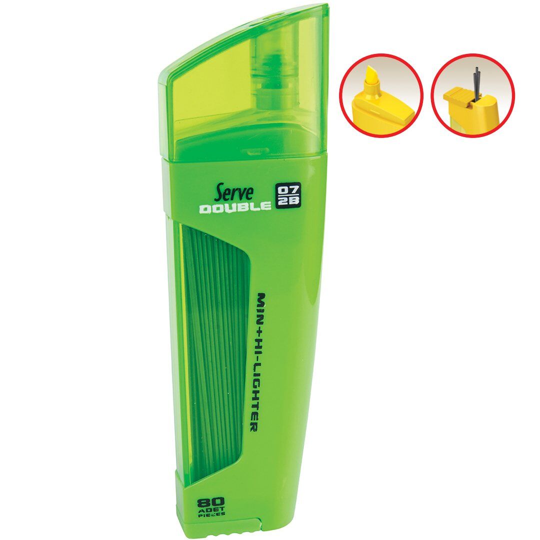 Serve Duble Mekanik Kurşun Kalem Ucu-Fosforlu Kalem 07 Mm Yeşil
