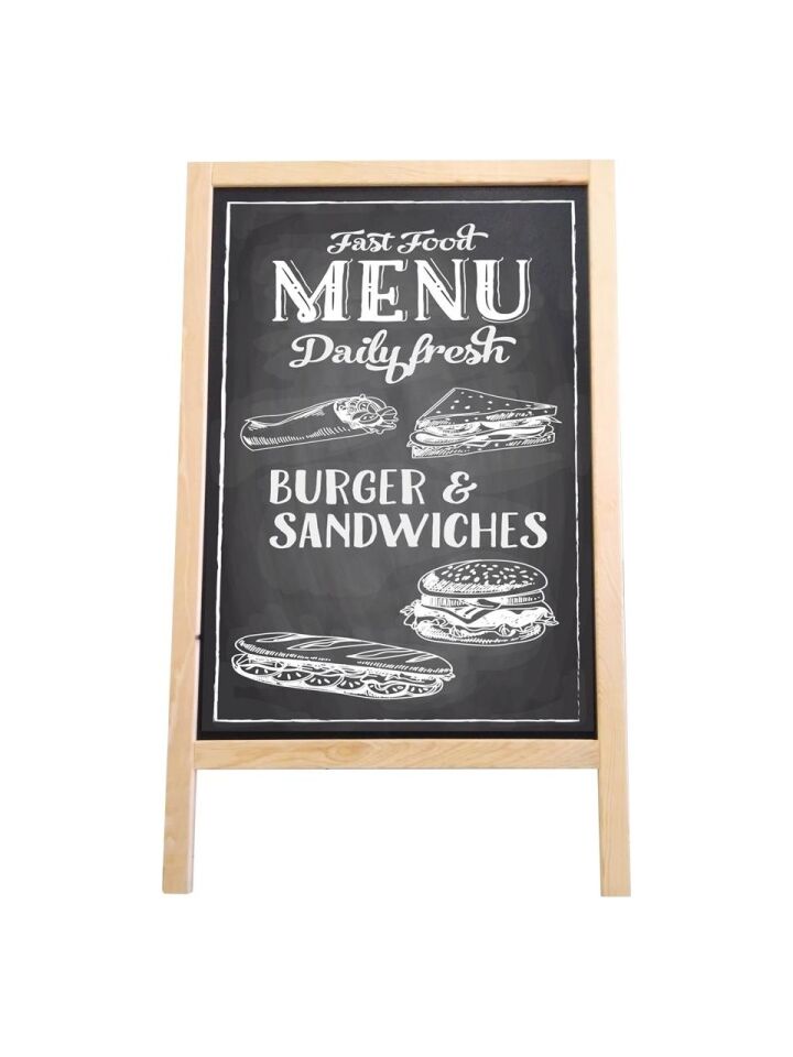 İnter 60x90 Ahşap Menü Tahtası Çift taraflı