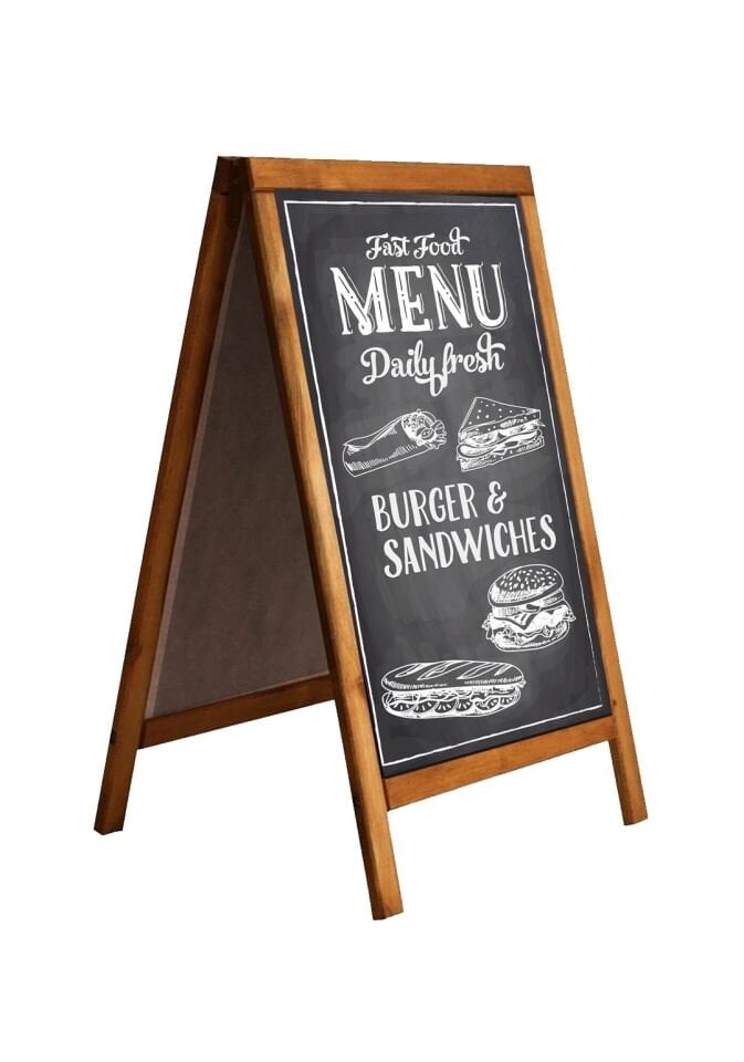 İnter 40x55 Ahşap Menü Tahtası Çift taraflı