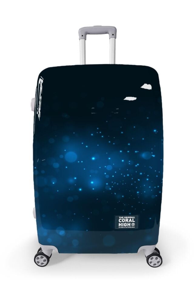 Yaygan Coral High Lacivert Desenli Valiz NO3 Set 16828