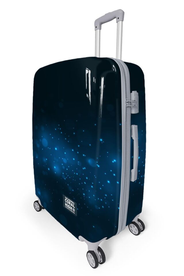 Yaygan Coral High Lacivert Desenli Valiz NO3 Set 16828