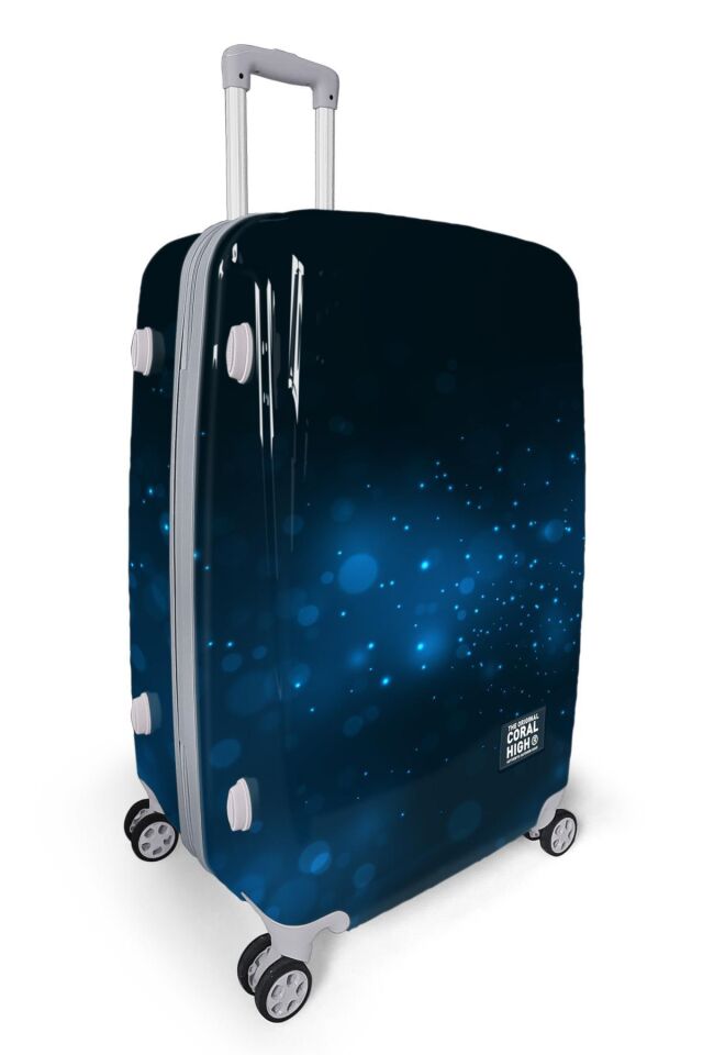 Yaygan Coral High Lacivert Desenli Valiz NO3 Set 16828