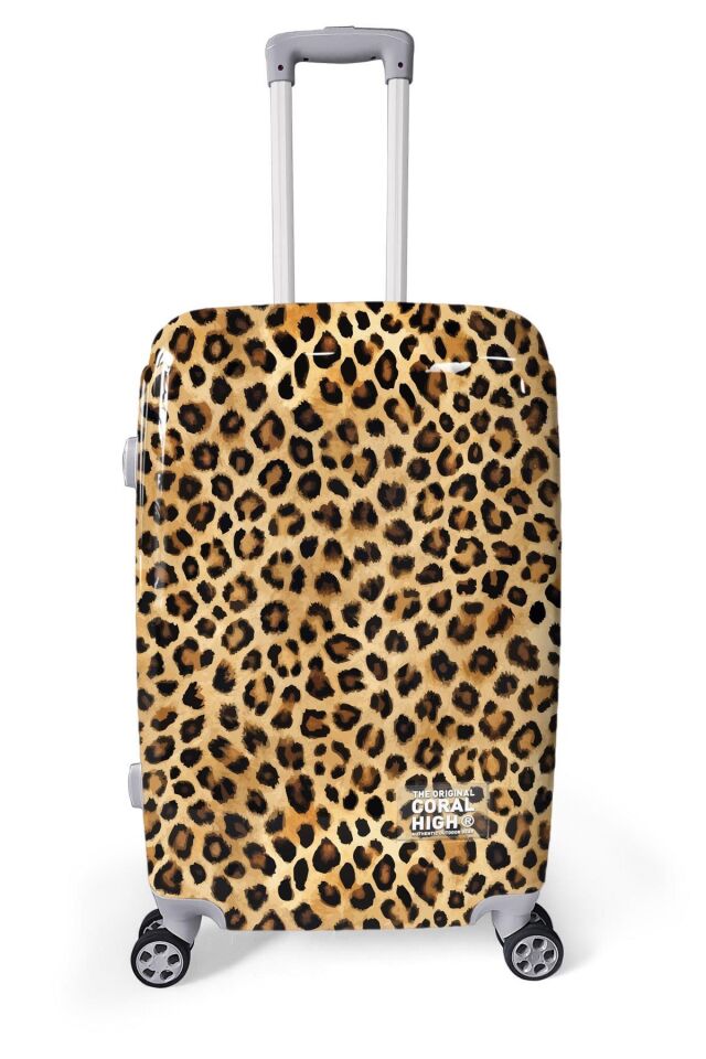 Yaygan Coral High Leopar Desenli Valiz NO2 Set 16843