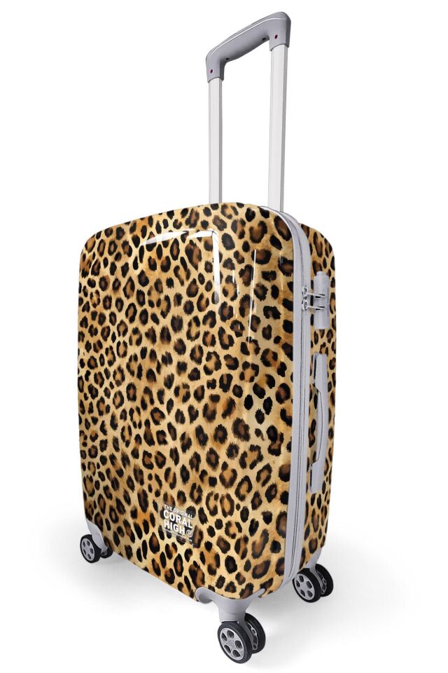 Yaygan Coral High Leopar Desenli Valiz NO2 Set 16843