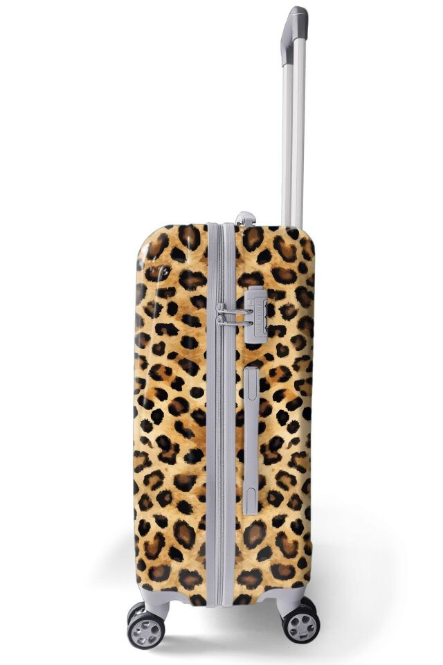 Yaygan Coral High Leopar Desenli Valiz NO2 Set 16843