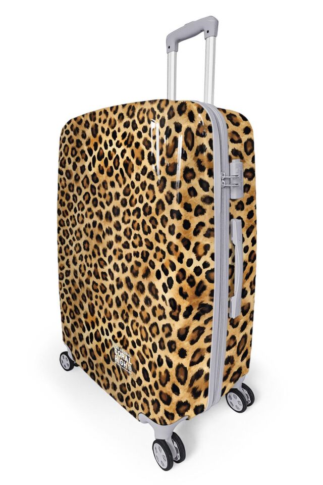 Yaygan Coral High Leopar Desenli Valiz NO3 Set 16843