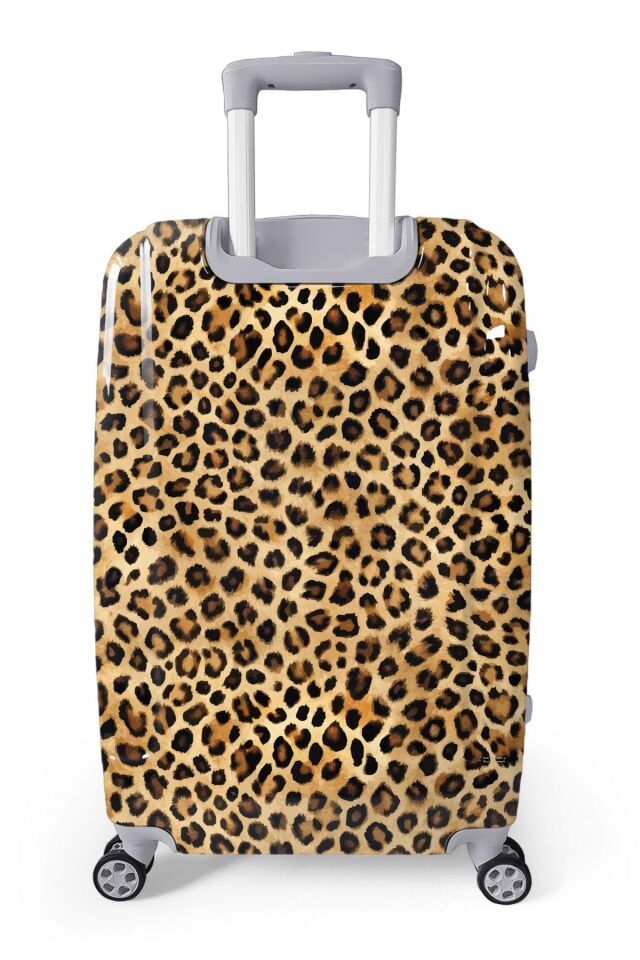 Yaygan Coral High Leopar Desenli Valiz NO3 Set 16843