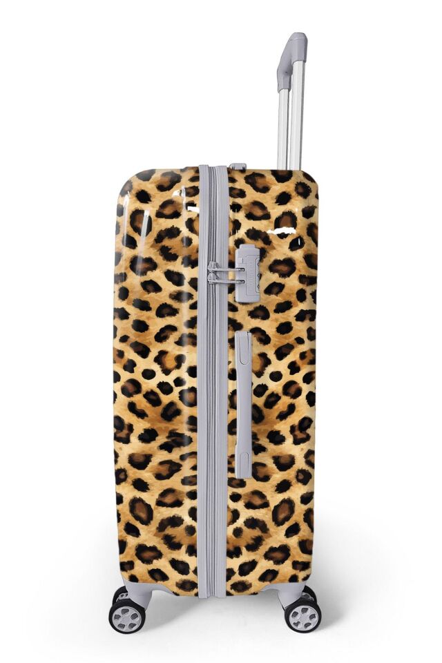Yaygan Coral High Leopar Desenli Valiz NO3 Set 16843