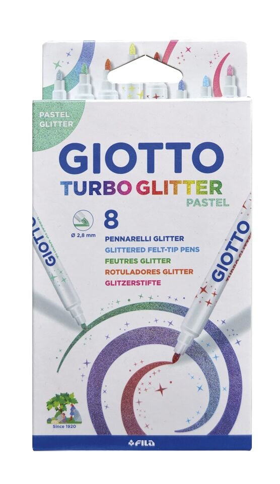 Giotto Turbo Glitter Keçeli Boya Askılı Paket 8 Li Pastel Tonlar