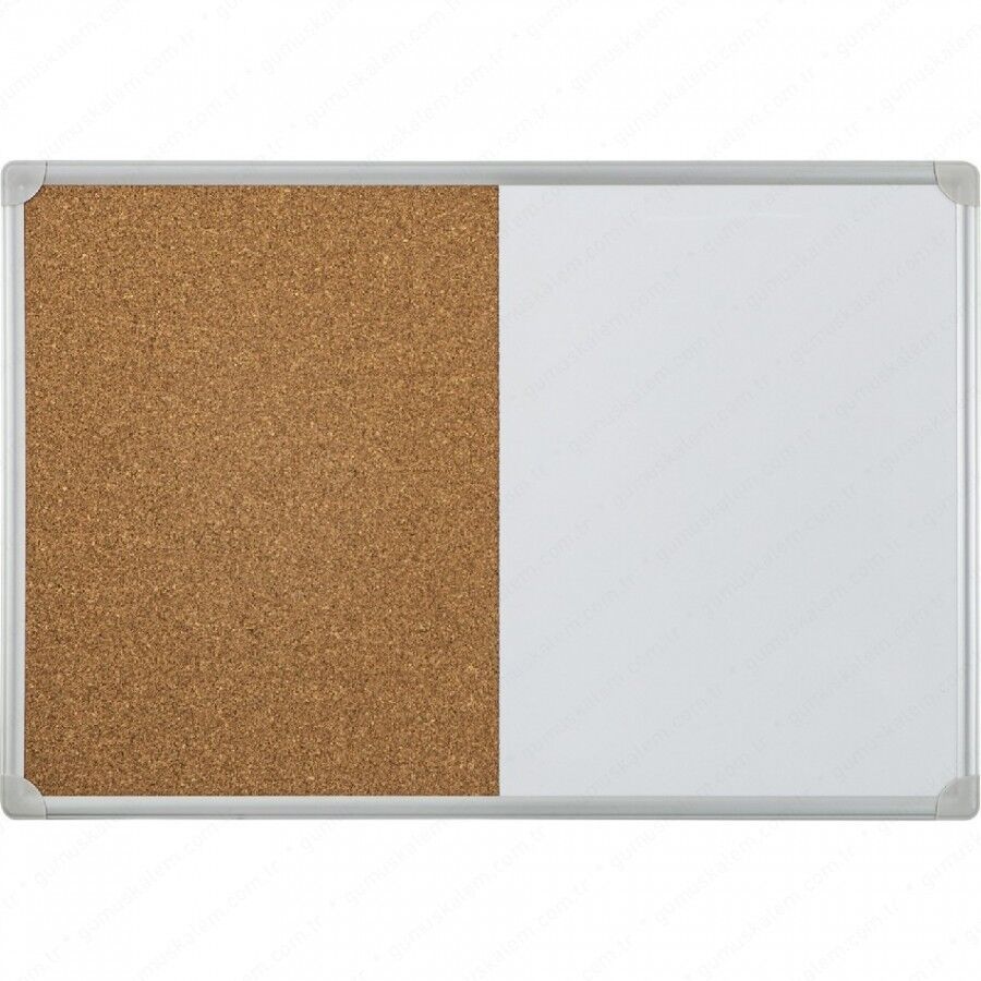 İnter 30x45 Alüminyum Çerçeve Duvara Monte Çift Fonksiyon Mantar Pano Yazı Tahtası