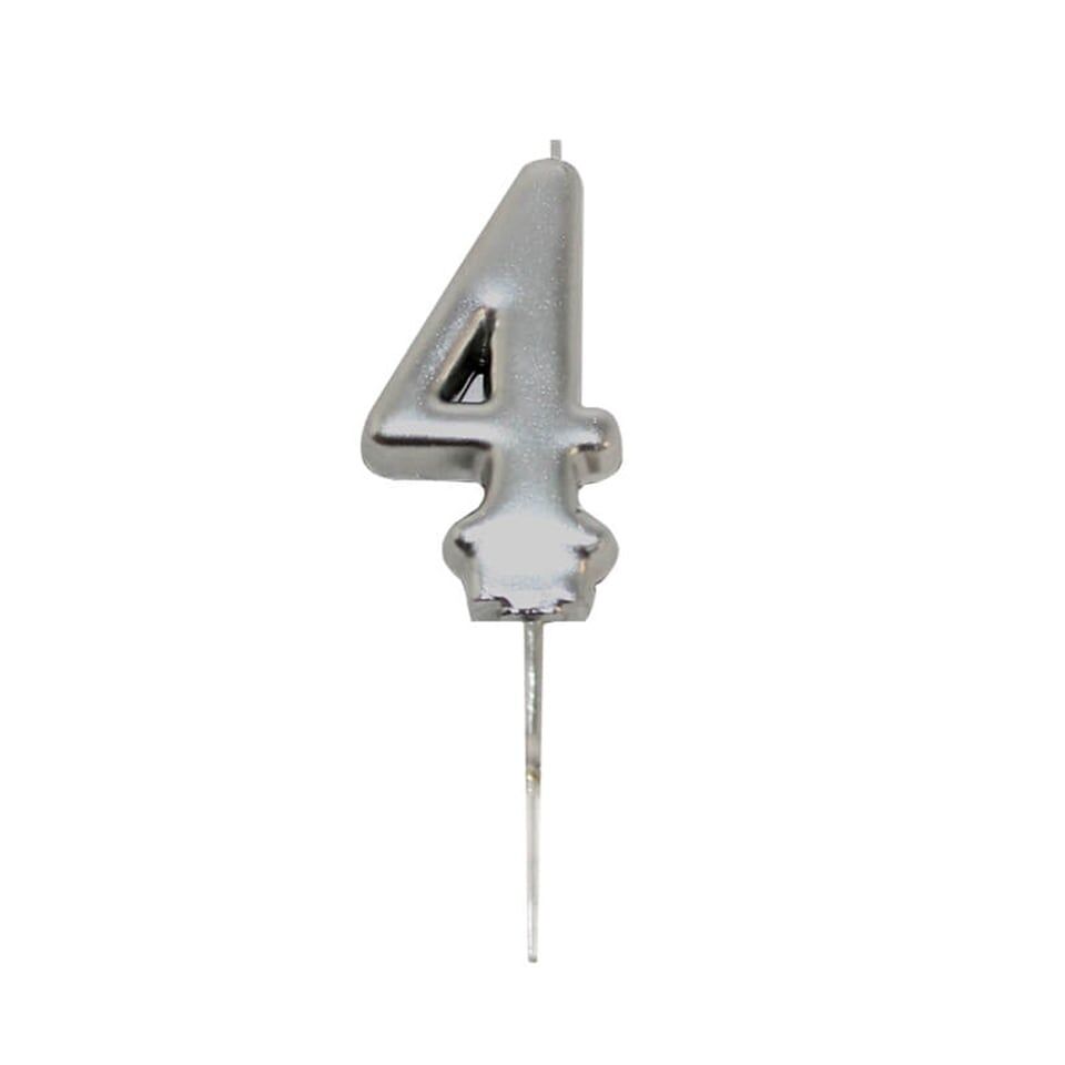 Astaş Rakam Mum Gümüş No 4