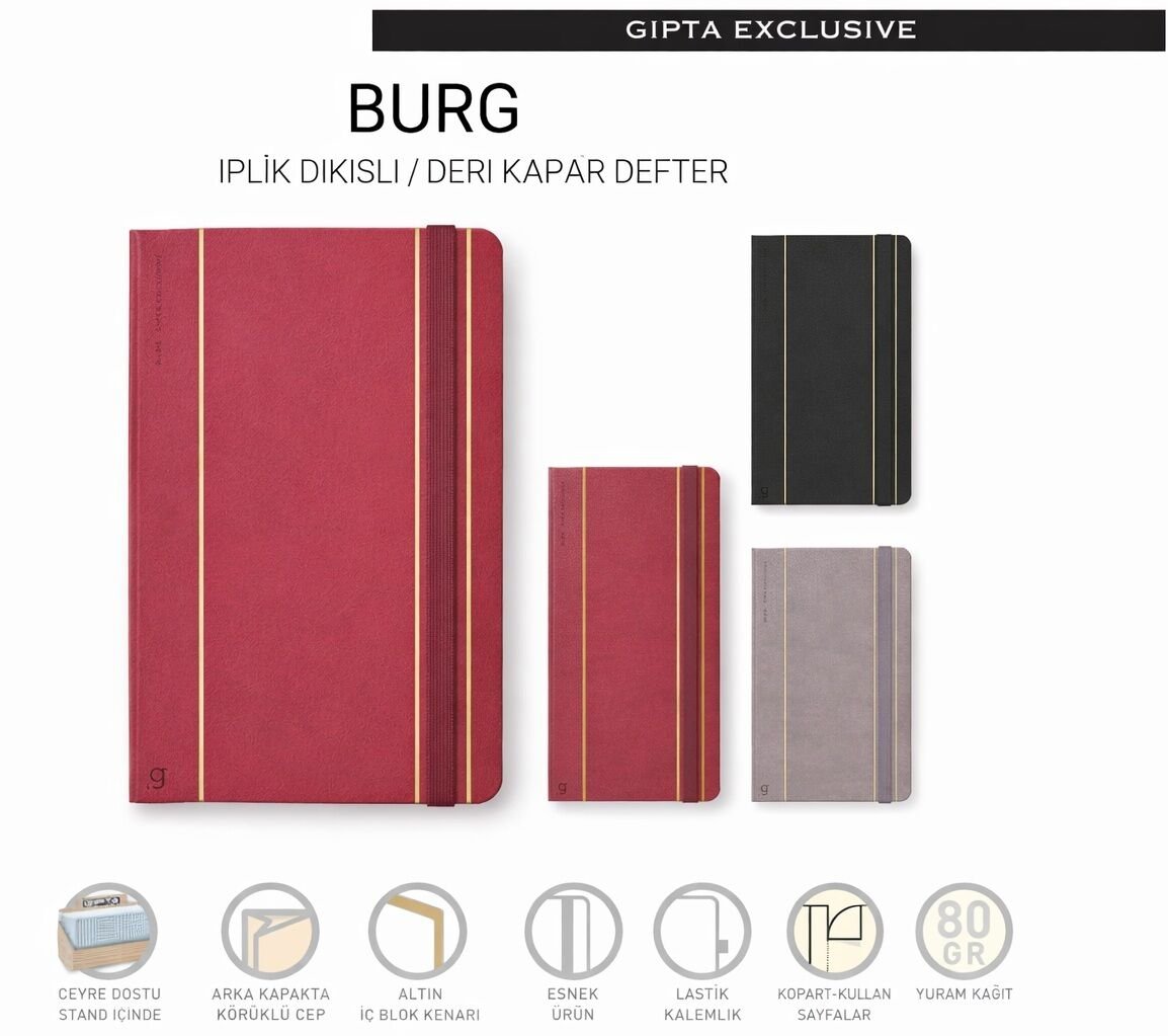 Gıpta Burg İp Dikişli Sert Kapak Defter 17x24 96 Yaprak Çizgili