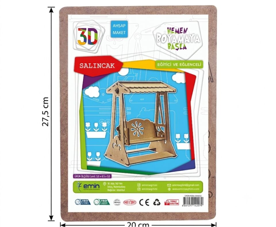 Emin İş Eğitimi 3D Salıncak Ahşap Maket
