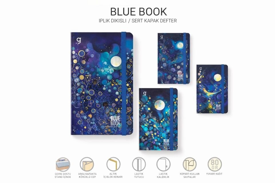 Gıpta Blue Book İp Dikişli Sert Kapak Defter 17x24 96 Yaprak Çizgisiz