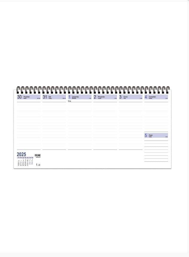 Keskin 2025-Aj-66 16x33.5 Spiralli Haftalık Masa Ajandası