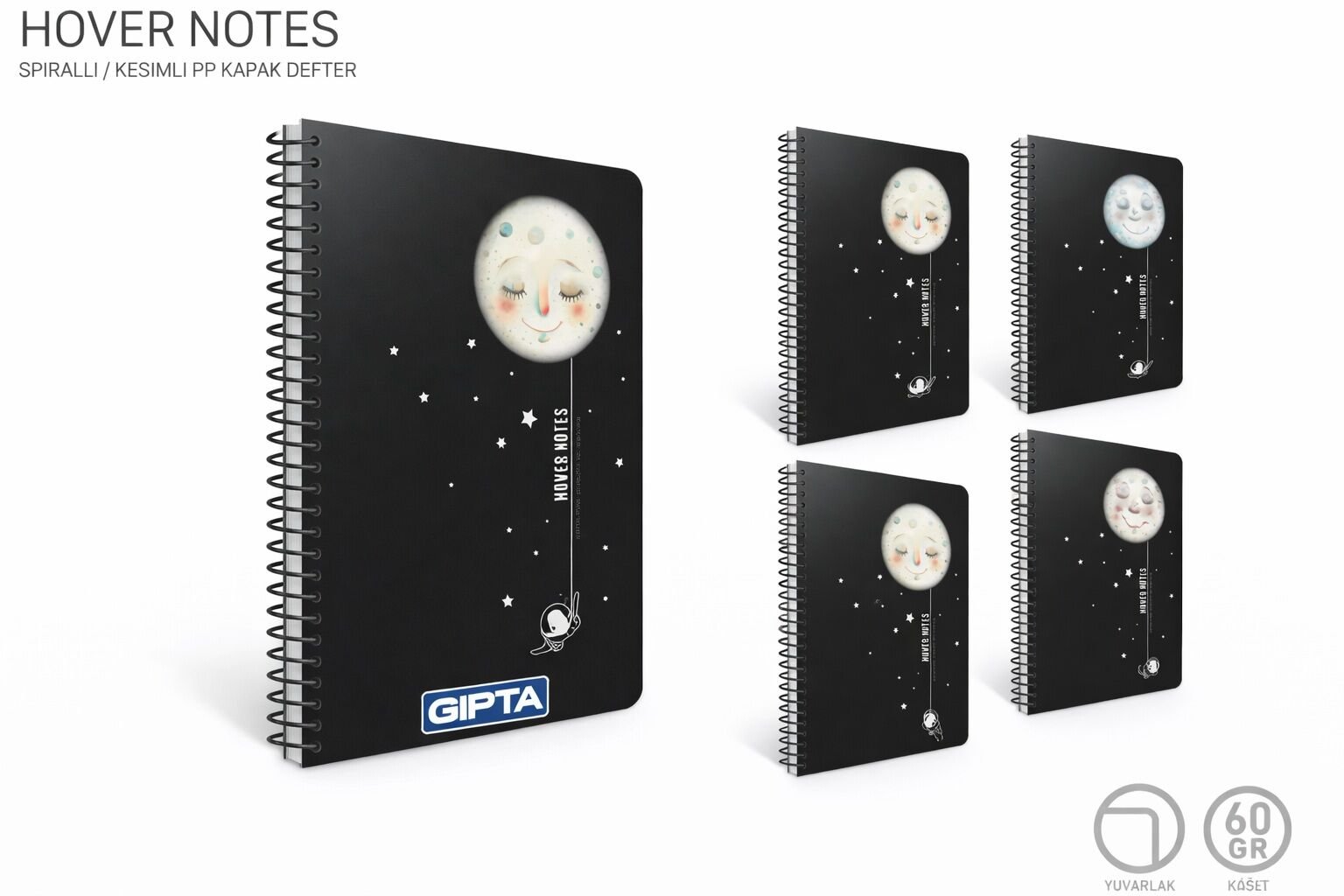 Gıpta Hover Notes Spiralli Pp Kapak Defter A4 80 Yp Kareli