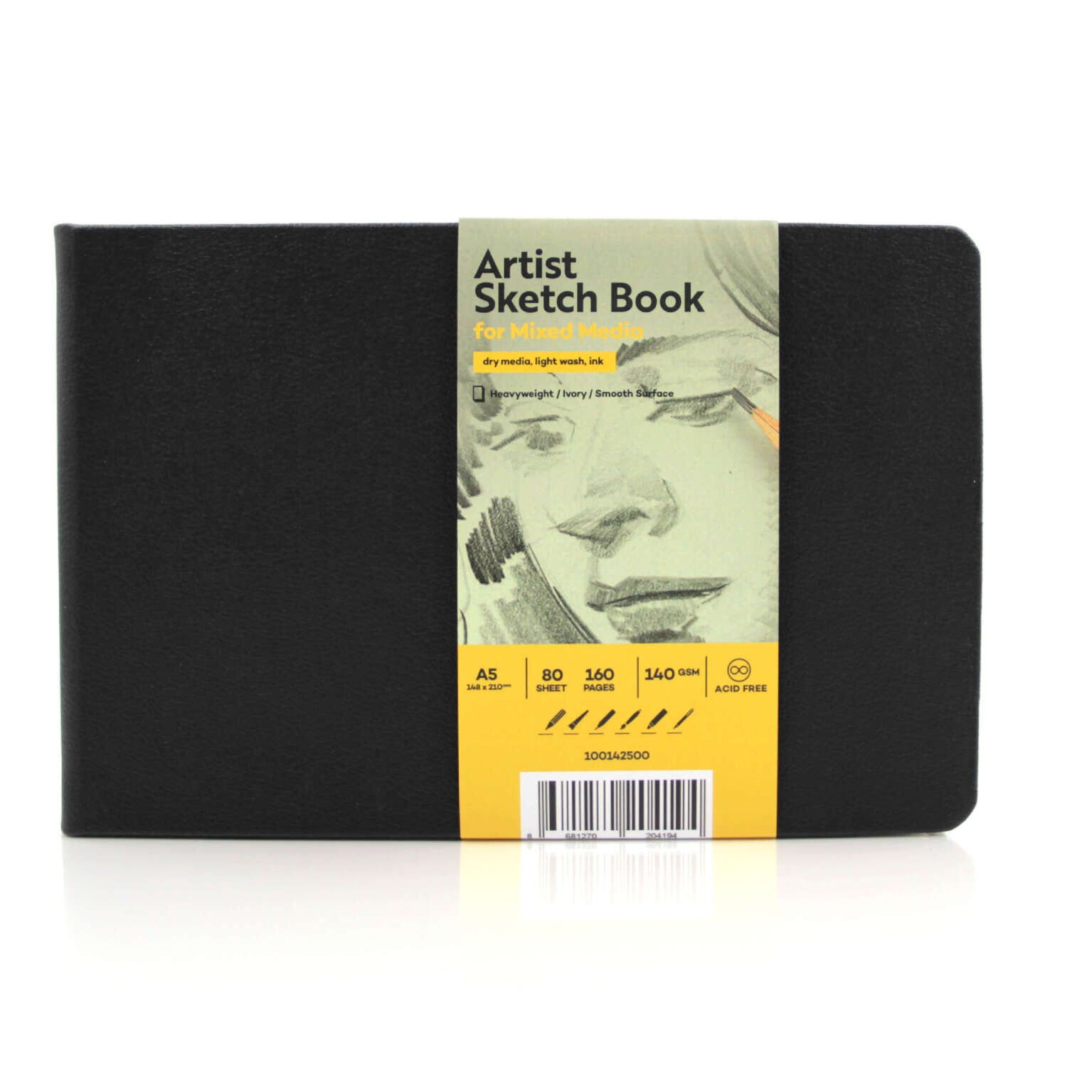 Güven Art Tigertint Eskiz Defteri Sert Kapak 140 Gr Yatay A5 80 Yaprak Siyah