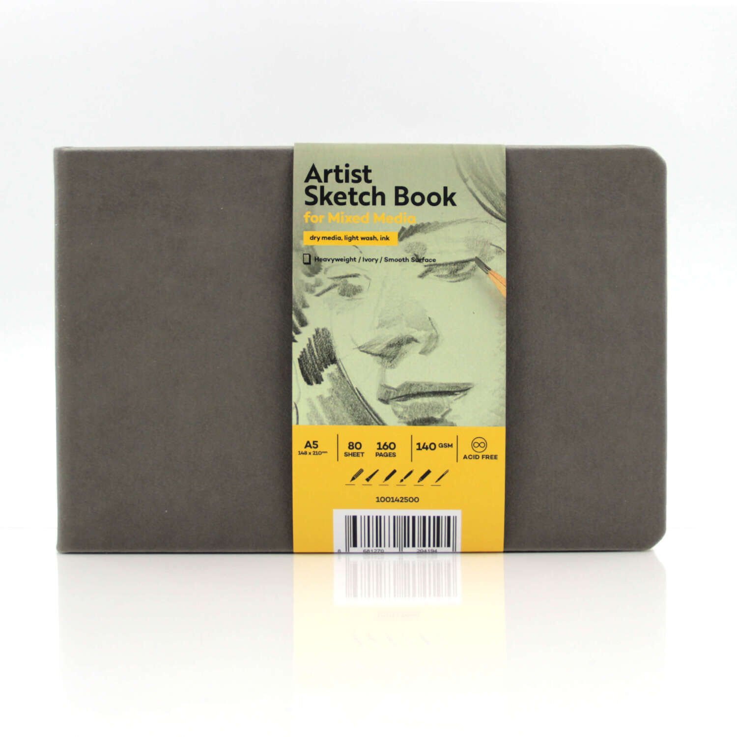 Güven Art Tigertint Eskiz Defteri Sert Kapak 140 Gr Yatay A5 80 Yaprak Gri