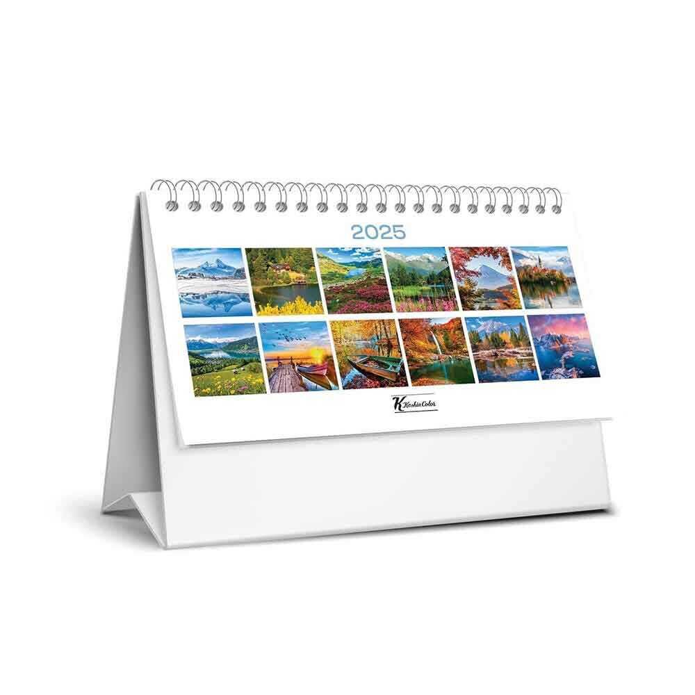 Keskin 2025-MTK-823 Karton Üçgen Masa Takvimi Manzara