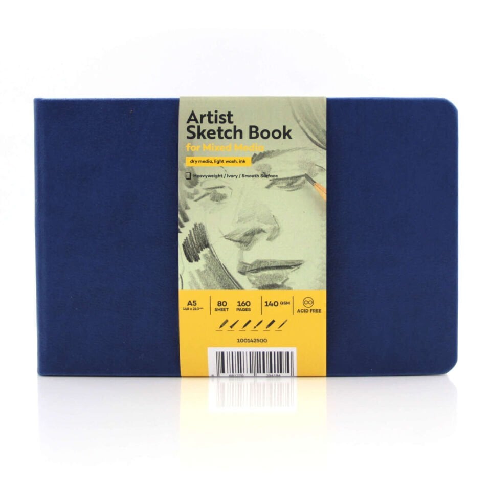 Güven Art Tigertint Eskiz Defteri Sert Kapak 140 Gr Yatay A5 80 Yaprak Mavi