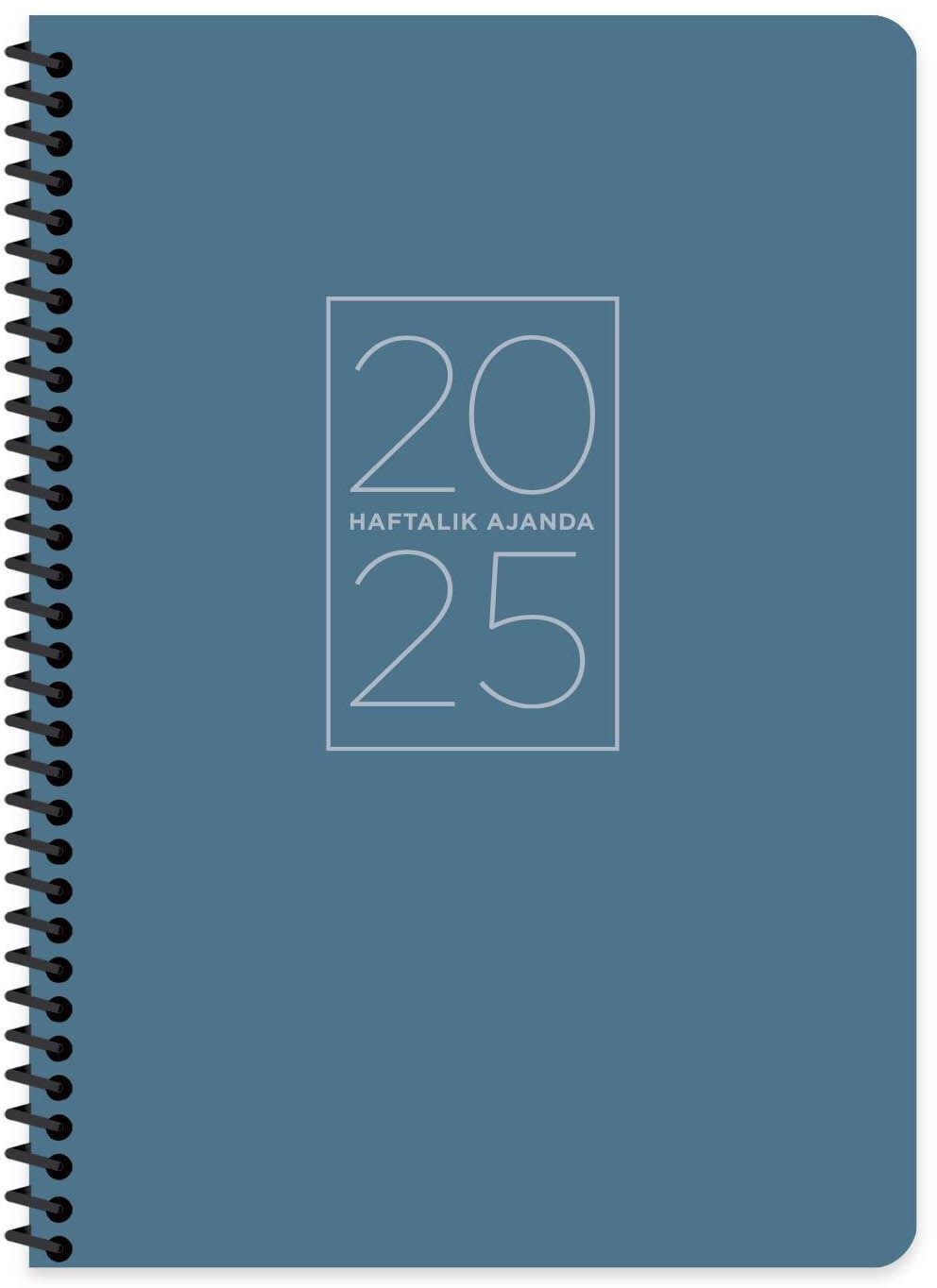 Keskin 2025 17x24 Spiralli Haftalık Ajanda Mavi