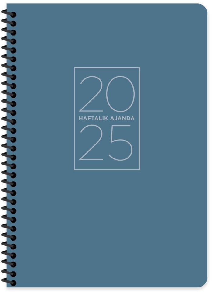 Keskin 2025 17x24 Spiralli Haftalık Ajanda Mavi