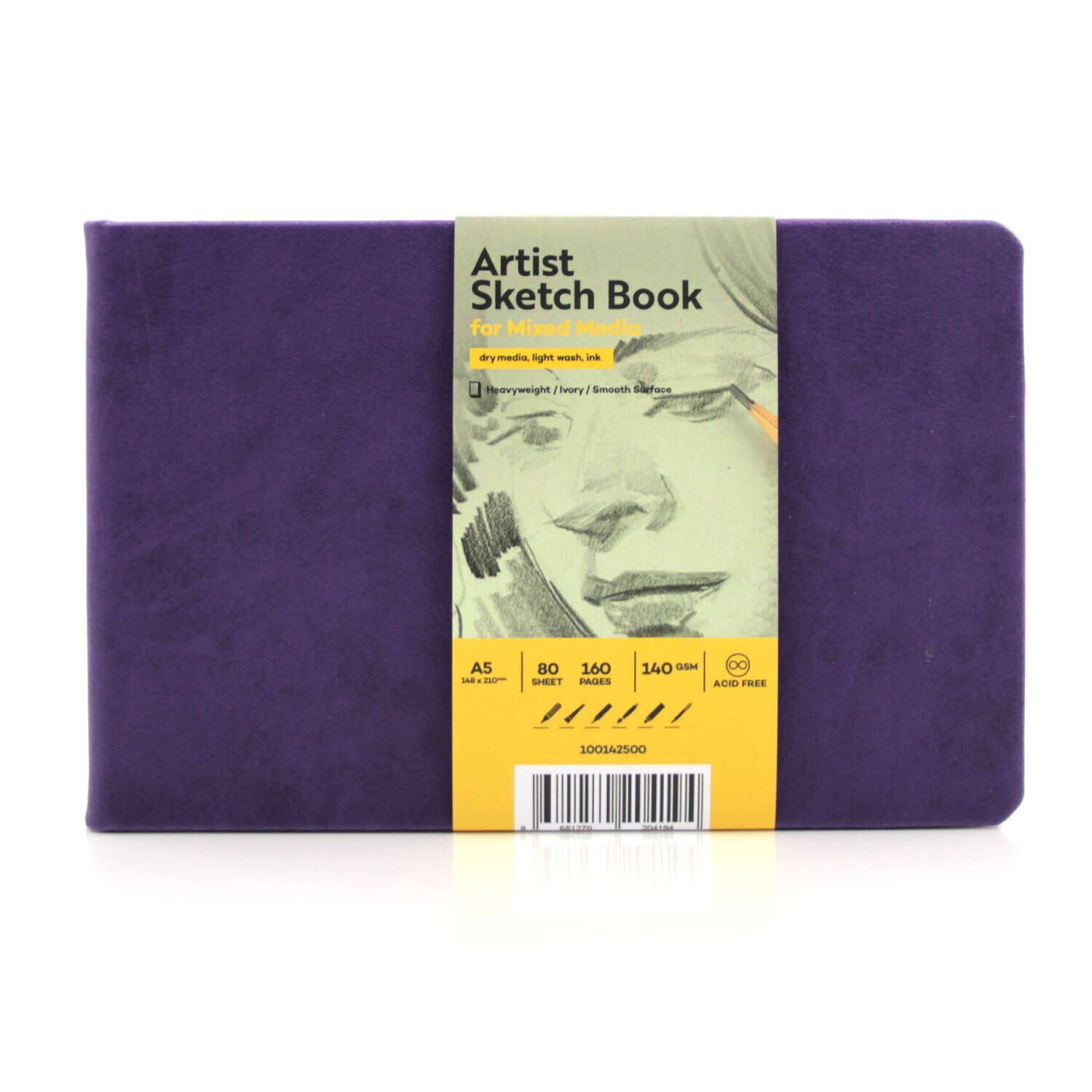 Güven Art Tigertint Eskiz Defteri Sert Kapak 140 Gr Yatay A5 80 Yaprak Mor