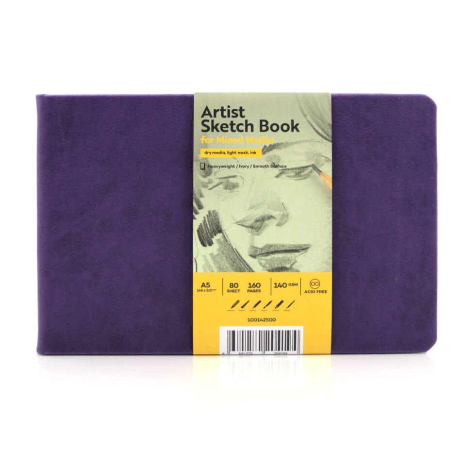 Güven Art Tigertint Eskiz Defteri Sert Kapak 140 Gr Yatay A5 80 Yaprak Mor