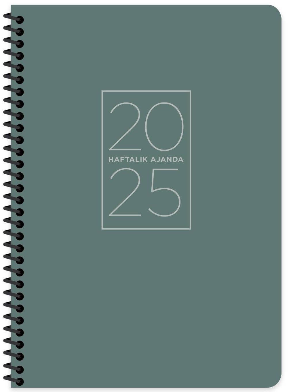 Keskin 2025 17x24 Spiralli Haftalık Ajanda Yeşil
