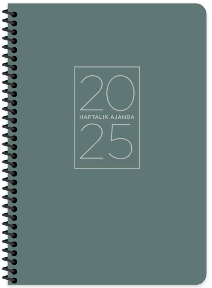 Keskin 2025 17x24 Spiralli Haftalık Ajanda Yeşil