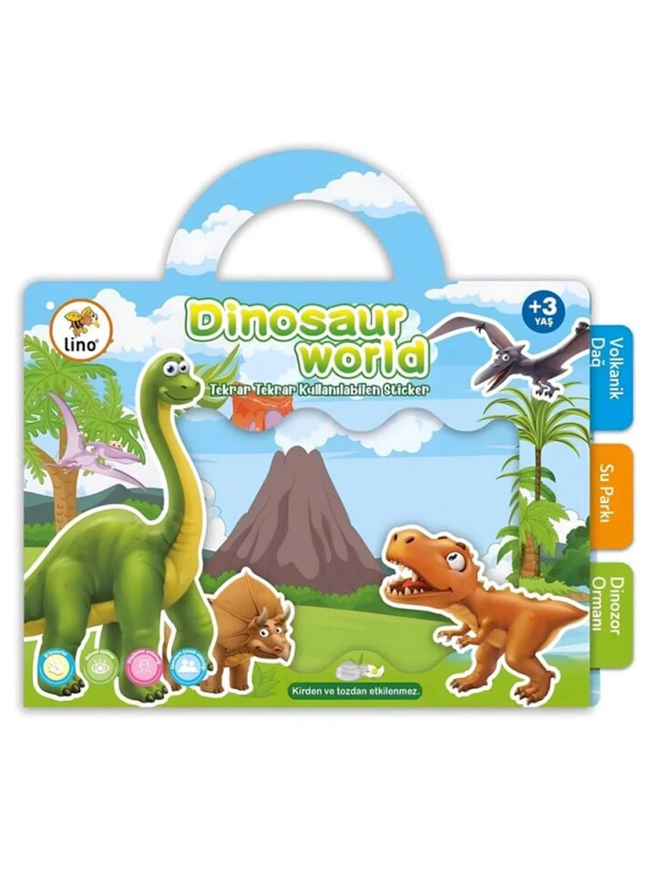 Lino Tekrar Tekrar Kullanılabilen Sticker Dinosaur World    