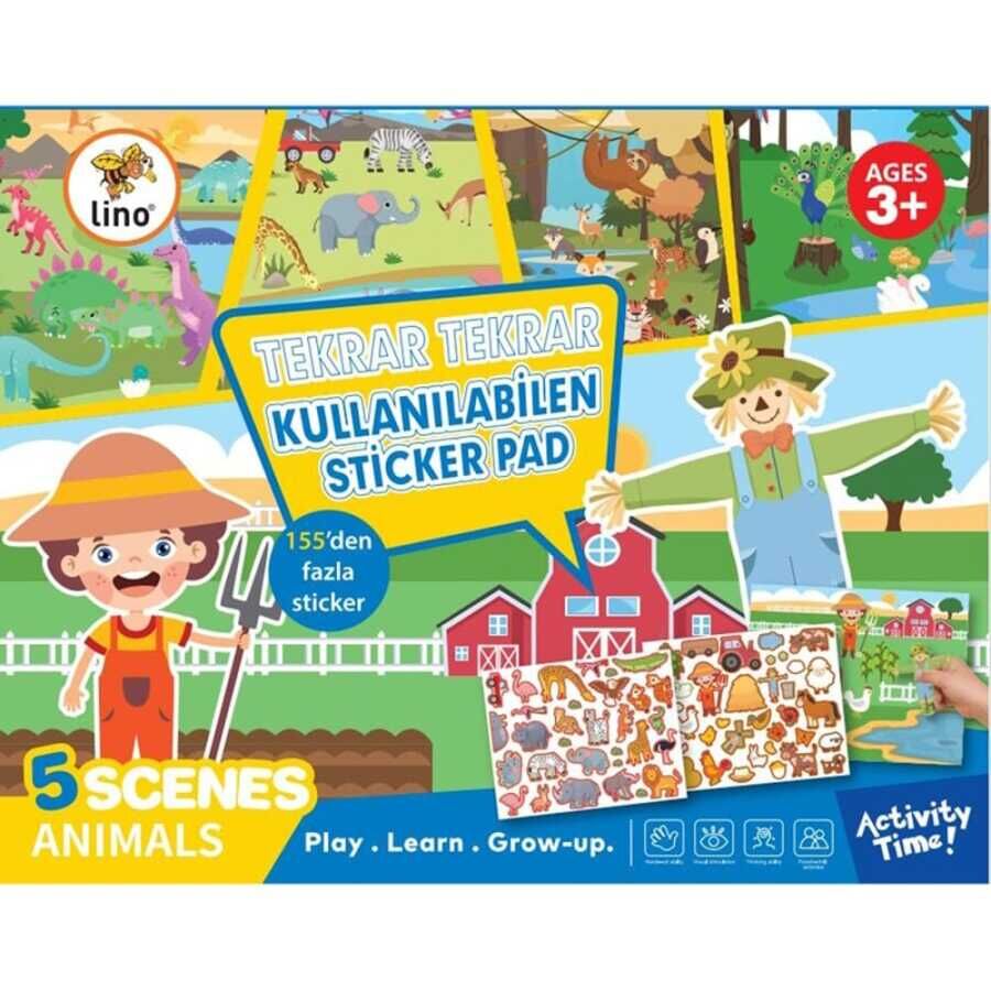 Lino Tekrar Tekrar Kullanabilen Sticker Pad Hayvanlar