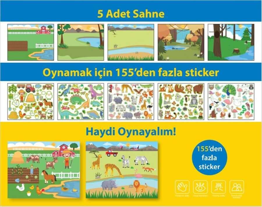 Lino Tekrar Tekrar Kullanabilen Sticker Pad Hayvanlar