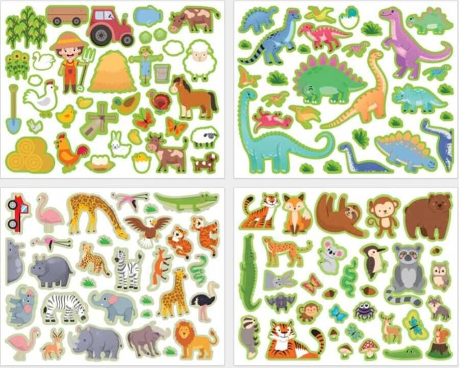 Lino Tekrar Tekrar Kullanabilen Sticker Pad Hayvanlar