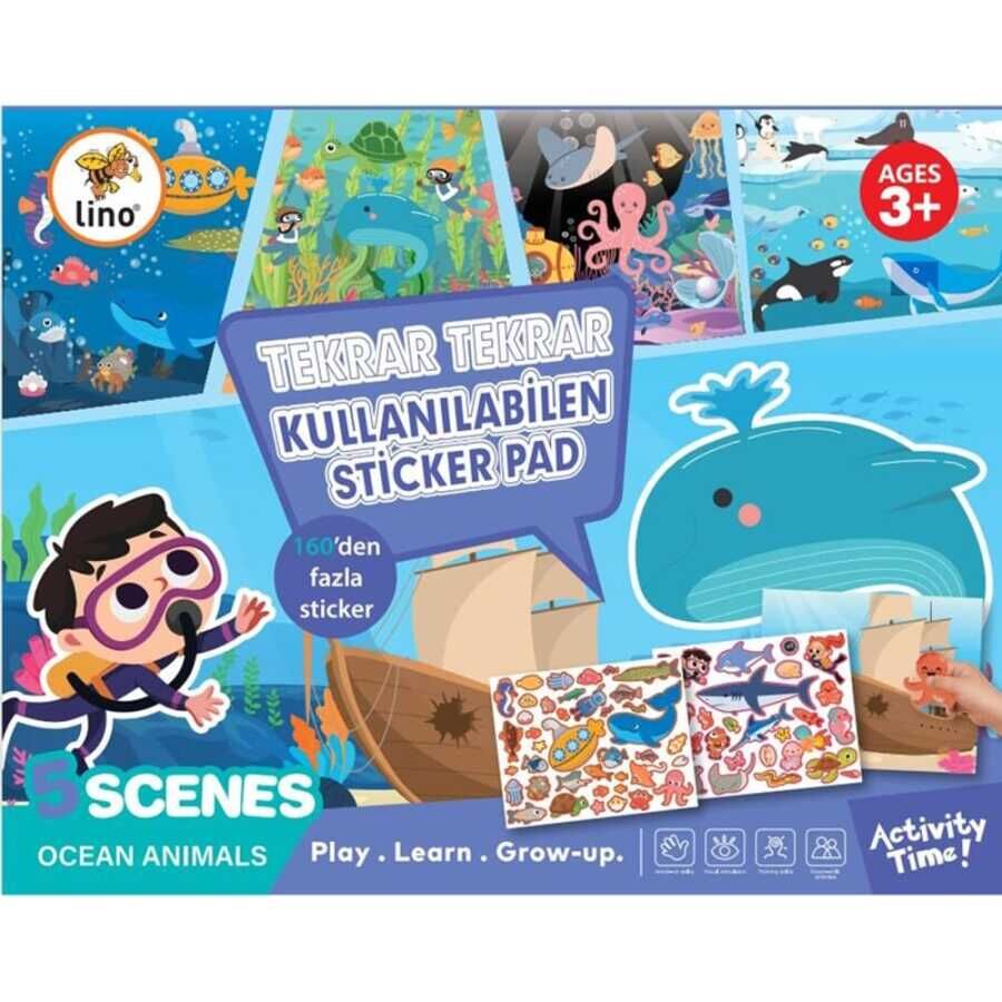 Lino Tekrar Tekrar Kullanabilen Sticker Pad Okyanus Canlıları