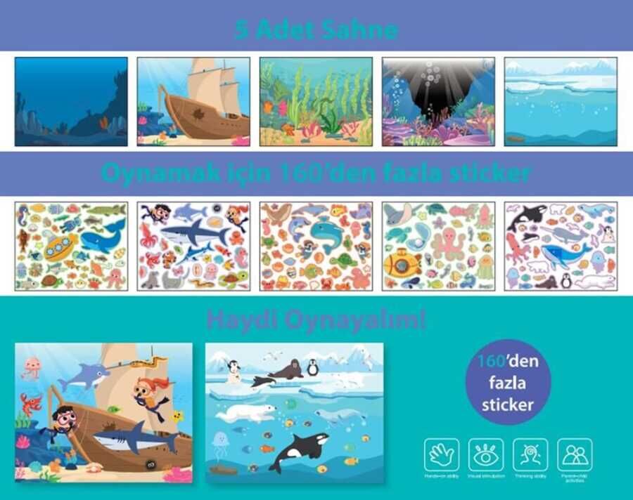 Lino Tekrar Tekrar Kullanabilen Sticker Pad Okyanus Canlıları