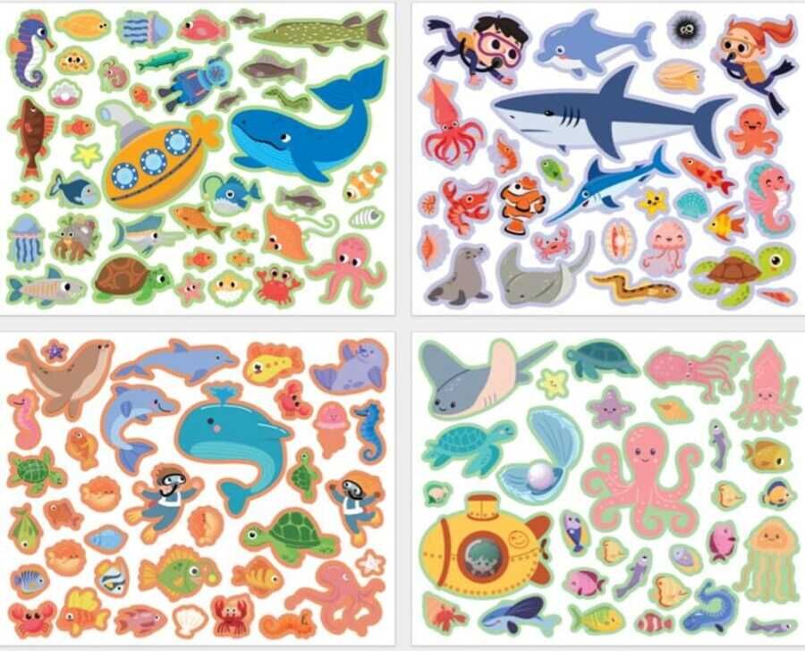Lino Tekrar Tekrar Kullanabilen Sticker Pad Okyanus Canlıları