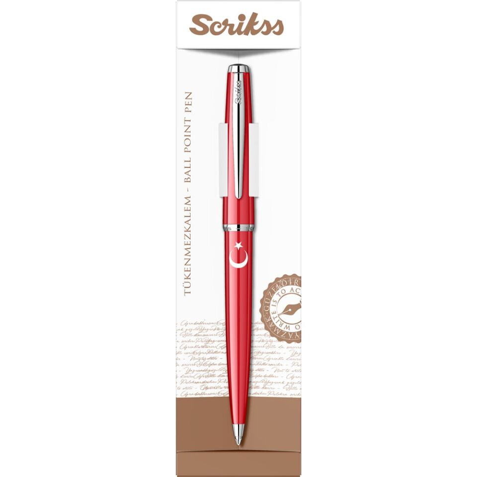 Scrikss 33 Roller Kırmızı Ay Yıldız Baskılı Şeffaf Kalem